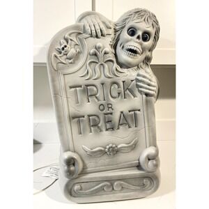 Vintage Halloween Blow Mold Trick Or Treat‎ Tombstone General 28" Lighted